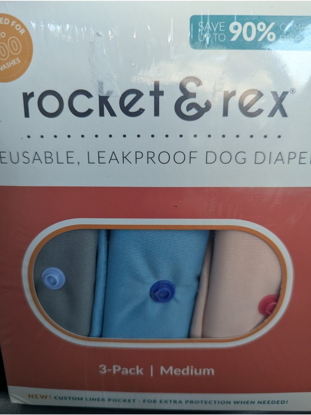 Rocket and Rex 3 Reusable Leakproof Dog Puppy Diaper Lot Set Size S SMALL New